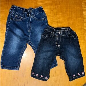 Baby Girl Jeans Blue and Dark Blue EUC 3-6 Months